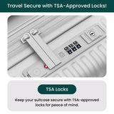 Nobl Travel Carry On Expandable Luggage, Noble Aluminum Frame PC Hard Shell Suitcase, 22.5”x14.2”x9.8” Airline Approved, 360° Spinner Wheels, TSA Locks, USB Charging, Cup & Phone Holder - Silver