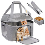 Bejibear Large Cat Carrier for 2 Cats, Soft Side Pet Carrier for Cats Small Dog, Collapsible Travel Dog Carrier Bag TSA Airline Approved Dog Carrier Backpack,Grey