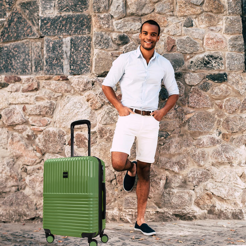 World Traveler Dejuno Tonal 20-Inch Carry-On Polycarbonate Lightweight Hardside Expandable Spinner Luggage Suitcase with TSA Lock - Matcha