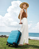 Coolife Hardside Luggage 3 Piece Set with TSA Lock, Spinner Wheels, Telescopic Handle, Lightweight Travel Suitcases (Lake Blue, 3 piece set)