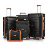 CASELLY Luggage Sets with spinner wheels, PC+ABS Hard Shell Travel Luggage,Lightweight Carry-on suitcases with TSA Lock,YKK Zippers (Black, 5 piece sets(20/24/28/DB/TB))