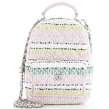 Chanel, Pre-Loved Classic CC Chain Pocket Backpack Quilted Tweed Mini, Pink