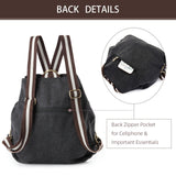 Goodhan WomCanvas Backpack Daypack Casual Shoulder Bag, Vintage Heavy-duty Anti-theft Travel Backpack(Grey Black)