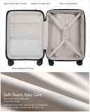 Carry On Luggage 22x14x9 Airline Approved, FLO5 Expandable Polycarbonate Suitcase with Front Pocket (FX-Core, Blue, 20 Inch)