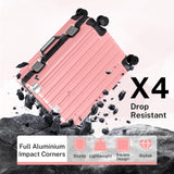 Krute Zipperless Luggage 24 Inch Aluminum Frame Suitcase with Spinner Wheels PC+ABS Hardide Checked Luggage TSA Approved