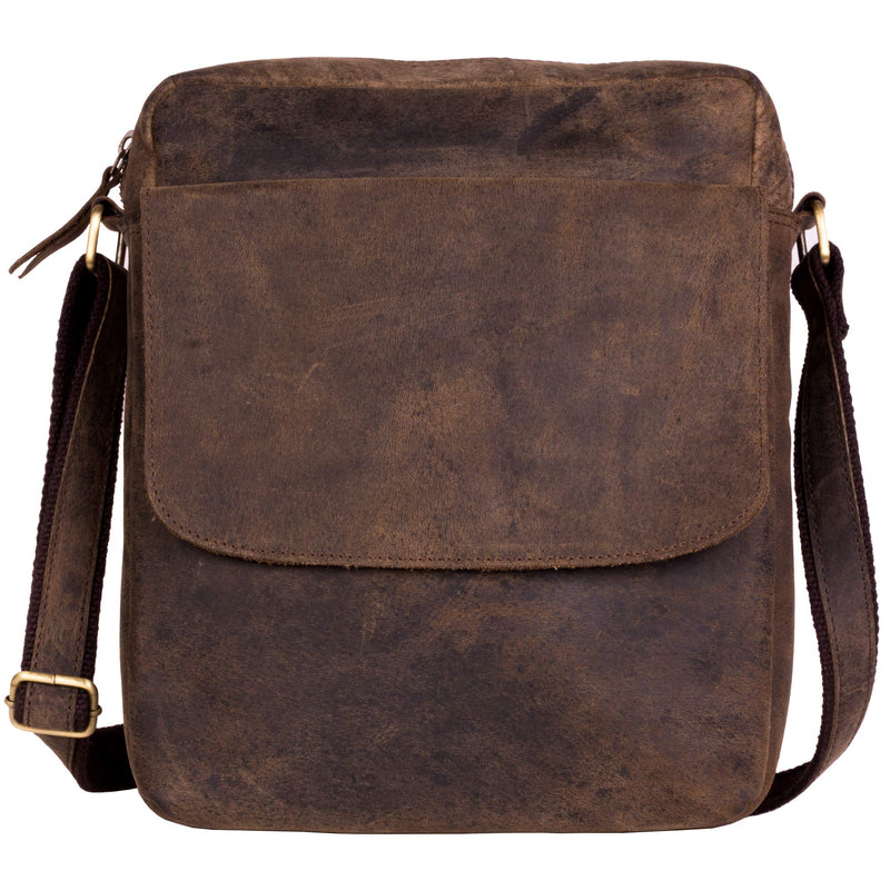 Leather crossbody bag messenger satchel tablet bag 11 inch for men and women