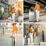 TRAVELARIM Hard Shell Luggage Sets with Spinner Wheels 4 Piece, Expandable Large Suitcases with TSA Lock, Travel Large Suitcase Set, Sage Green Luggage Set