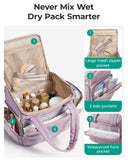 BAGSMART Toiletry Bag for Women with Dual-Padded Handles, Puffy Lightweight Makeup Bag for Makeup Accessories, Brushes Set, Travel-Sized Container, Camel