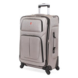 SwissGear Sion Softside Expandable Luggage – Medium Checked Suitcase with 360 Degree Wheels & Retractable Handle – 25 Inch, Perfect for 1-7 Night Trips – Pewter