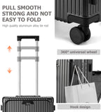 feilario Aluminium Frame PC Hard Shell Spinner Wheels Luggage,20.8"X15"X8.7 Airline Approved Built-In TSA lock Carry on Suitcase, with Cup Holder, USB Port, Phone Holder