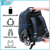 NEW TILAMI 19 inch Rolling Backpack Teens Rolling Backpack Cute Wheeled Laptop Backpack Bookbag Roller Travel Bag College, Navy Blue