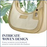 Tommy Bahama Hobo Bag, Women's Mini Handbag with Zip Closure and Woven Design, Tan/White