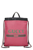 Gucci, Pre-Loved Leather Logo Print Drawstring Backpack, Pink