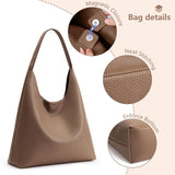 KALIDI Slouchy Hobo Bag Vegan Leather Suede Tote Bag Weekender Shoulder for Women Casual Travel Purse, Coffee