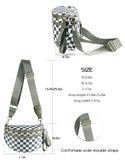 Spacious Checkered Nylon Crossbody Bag Bum Bag Checkered Handbags Wallets for Women (Beans green checkered)