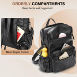 Marvolia PU Leather Backpack Purse for Women Large Fashion Designer Travel Backpack Ladies Shoulder Bag - Black