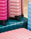 3 Piece Luggage Sets ABS Hardshell Suitcase with Spinner Wheels with 6PC Packing Bags(20/24/28inch)