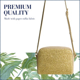 Tommy Bahama Camera Bag, Women's Mini Shoulder Handbag with Woven Design and Adjustable Shoulder Strap, Tan