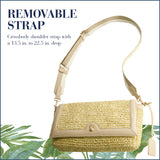 Tommy Bahama Flap Crossbody Bag, Women's Mini Handbag with Woven Design and Adjustable Shoulder Strap, Tan