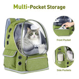 Pawstrip Cat Backpack Carrier with Large Space Bubble Window, Airline Approved Breathable Pet Carrier for Small Dogs Cats up to 15lbs, Foldable for Travel Hiking & Outdoor Use