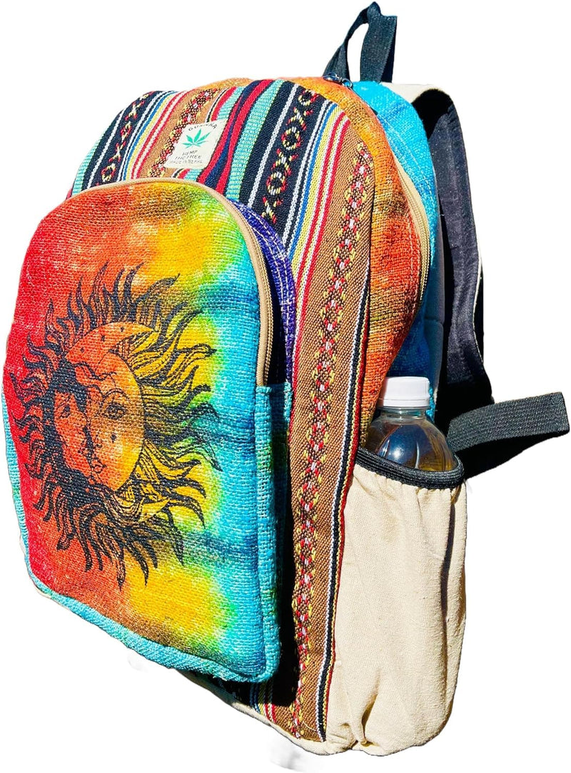 Gurkha Handmade Unique design Himalayan Hemp Backpack 17 IN Large Backpack Hippie, Festival, Hiking & Tablet Bag - Handmade in Mt. Everest Country Nepal