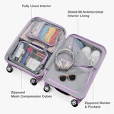 Traveler's Choice Pagosa Hardshell Expandable Luggage with Spinner Wheels, Lavender, 22-Inch Carry-on