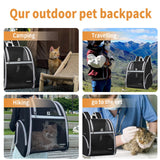 Cat Backpack Carrier for Small Dogs and Medium cat Puppy Kitten Bunny Pet Carrier Backpack Collapsible with Fully Ventilated Mesh with Safety Leash (Black, 12.9" L x 10.62" W x 15.5" H - M)