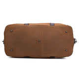 Polare 22” Waxed Canvas Cowhide Leather Travel Duffel Bag Waterproof Overnight Carry on Luggage Duffle 40L Sports Gym Weekender Bag
