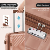 Rosamo 3 piece Luggage Set Expandable Suitcase 22x14x9 Airline Approved Carry on, ABS Hard Case Suitcases with Spinner Wheels, TSA Lock, (Pink, 3 Piece Sets(20/BP/TB))