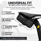 ALMSTHRE Signature Bike Saddle Bag – Midnight Black | 0.5L Bike Seat Bag (3" x 5.25" x 2") | Water-Resistant Ripstop, Waterproof Zipper, Internal Pocket | Durable Under Seat Storage