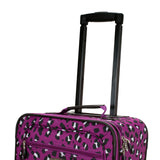 Rockland Fashion Softside Upright Luggage Set, Expandable,Telescopic Handle,Wheel, Purple Leopard, 2-Piece (14/19)