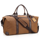Polare 22” Waxed Canvas Cowhide Leather Travel Duffel Bag Waterproof Overnight Carry on Luggage Duffle 40L Sports Gym Weekender Bag