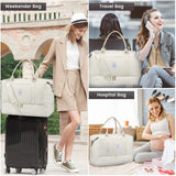 LOVEVOOK Travel Duffle Bag, Weekender Bags for Women with Shoe Compartment, Carry on Overnight Bag with Toiletry Bag, Gym Duffel Bag with Wet Pocket, Hospital Bags for Labor and Delivery, Beige