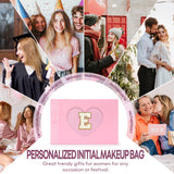 mibasies 2 PCS Initial Makeup Bags for Women: Cosmetic Bag for Travel Toiletry - Personalized Cute Makeup Pouch - Gifts for Grilfriend Wife Moms Bridesmaid - Retirement Travel Gifts - Pink E