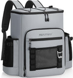 Hulongo Large 52cans Waterproof Insulated Cooler Backpack for Men & Women, Leak Proof Backpack Cooler, Soft, 8Gal (Grey)