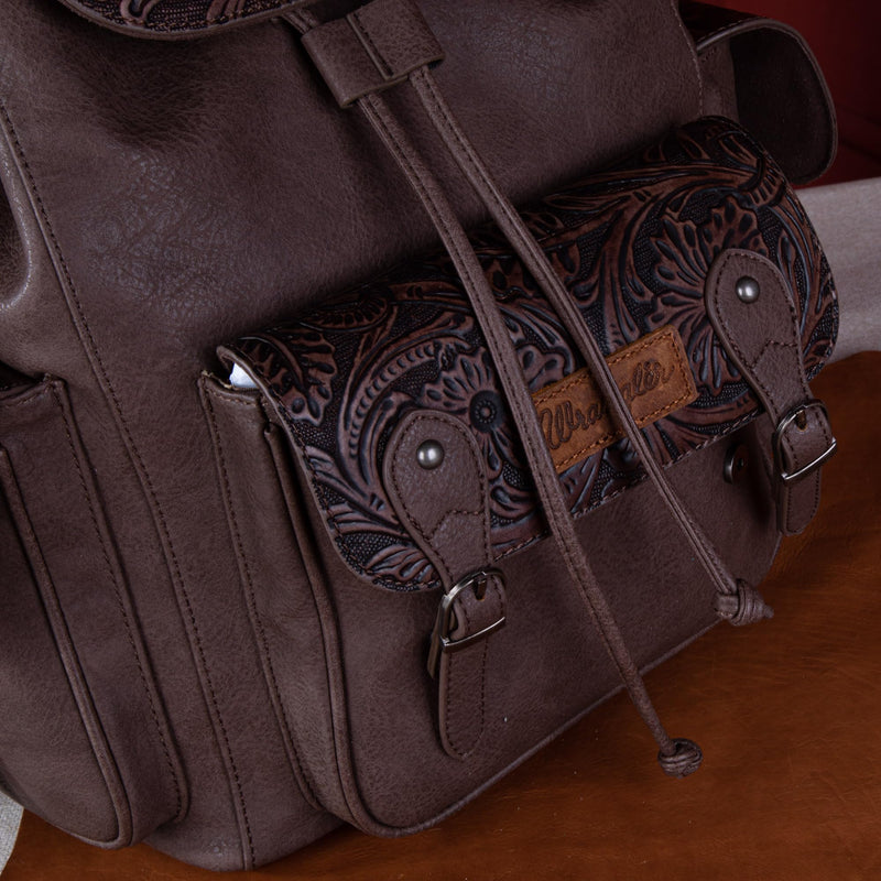 Montana West Wrangler Backpack Purse for Women Men Western Backpack Floral Tooled Travel Bags
