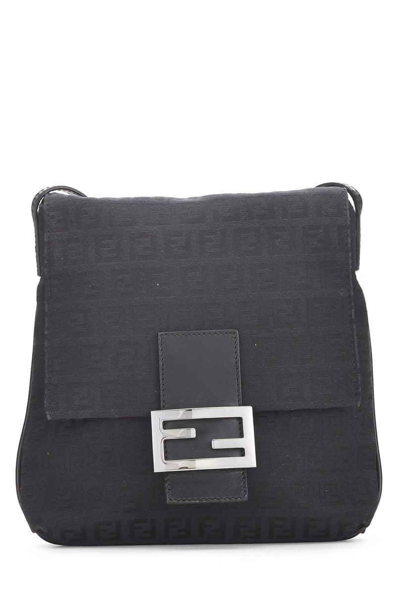 Fendi, Pre-loved Black Zucchino Canvas Tube Messenger Bag Small, Black