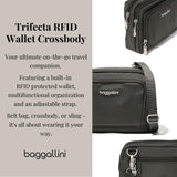 Baggallini Trifecta RFID Wallet Crossbody - 8"x6" Crossbody Bag for Women Convertible Fanny Pack Belt Bag