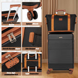 Cobens Luggage Sets 5 Piece with Spinner Wheels, Lightweight Hardshell Suitcases Set with Lock for Men and Women, Carry on Luggage Travel Set with Durable ABS Hard Case