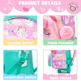 Meetbelify Kids Unicorn Rolling Backpack with Wheels for Girls Elementary Students Kids Travel Luggage Carry on School Backpack for Girls Ages 6-8
