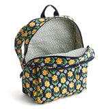 Vera Bradley Women's Premium Cotton Large Bancroft Backpack, Daffodils, One Size