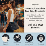 Securtex Anti-theft Free Time Hobo Bag - 10.5"x9" Travel Crossbody For Women w/Locking Zippers RFID