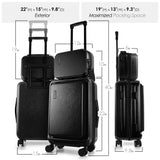 TRAVELARIM 20 Inch Carry On Luggage 22x14x9 Airline Approved, Carry On Suitcase with Wheels, Hard-shell Carry-on Luggage, Durable Luggage Carry-On, Jet Black Small Suitcase with Cosmetic Case