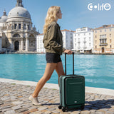 Coolife Carry On Luggage Suitcase : 22x14x9 Airline Approved Travel Luggage with Spinner Wheels, Front Pocket Expandable Hardshell Suitcases with TSA Lock Green