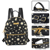 Jessica Simpson Waterproof Mini Vegan Leather Backpack Purse for Women, Travel, Work (Black Daisies)