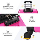 Merax Luggage Sets 2 Piece with Bag, Suitcase Set Carry On Travel Luggage TSA Lock Spinner Wheels Hardshell Lightweight, 20 inch 28 inch, Rose Red (3 Set)