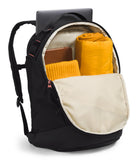 The North Face Women's Isabella Transit Backpack | Commuter Travel Bag with 16" Laptop Sleeve, Water-Repellent Finish, Women-Specific Fit, TNF Black Light Heather/Burnt Coral Metallic-NPF, One Size