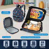 Goplus 5 Piece Kid’s Luggage Set, 16” Carry on Suitcase w/13” Backpack, Neck Pillow, Hardside Spinner Toddler Luggage, Travel Rolling Suitcase for Boys Girls Gifts (Navy, Space Dino)