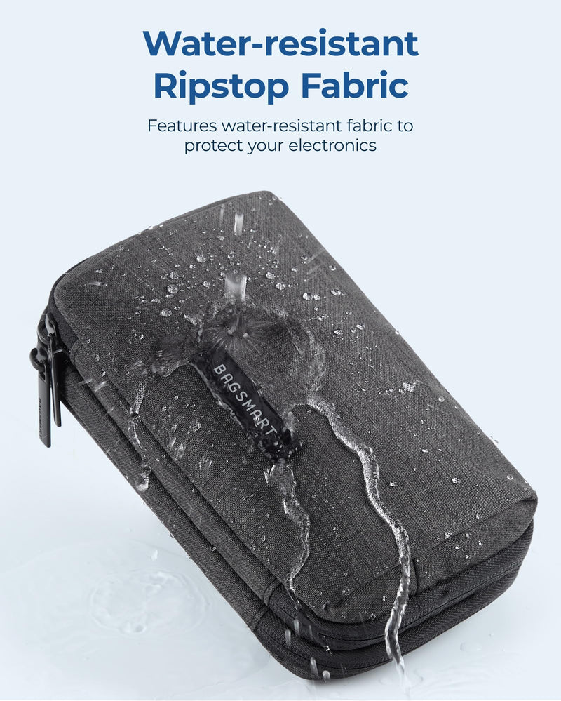 BAGSMART Electronics Organizer Travel Case, Cable Charger Cord Tech Organizer Pouch for Phone Charger Accessories, Black