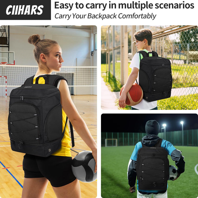 Ciihars Soccer Bag - Soccer Backpack with Ball Holder,Sport Equipment Bags gifts for soccer stuff Water resistant Includes Separate Cleat Fit Basketball Volleyball Football